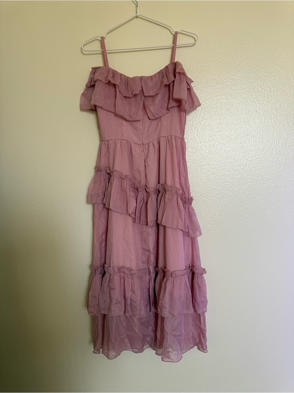 Pink Ruffled Off-Shoulder Dress - Picture 2 of 2